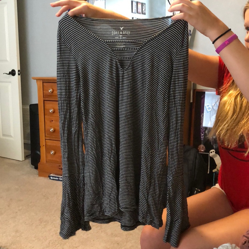 A striped long sleeve top